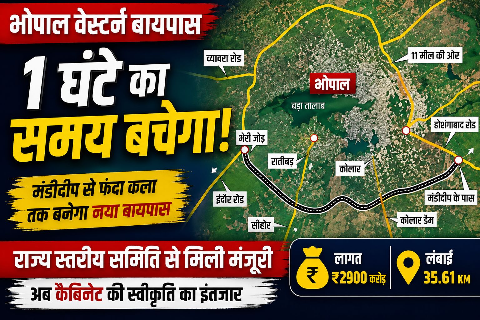 भोपाल वेस्टर्न बायपास को मिली मंजूरी, जबलपुर-नर्मदापुरम से इंदौर जाने वालों का बचेगा एक घंटा