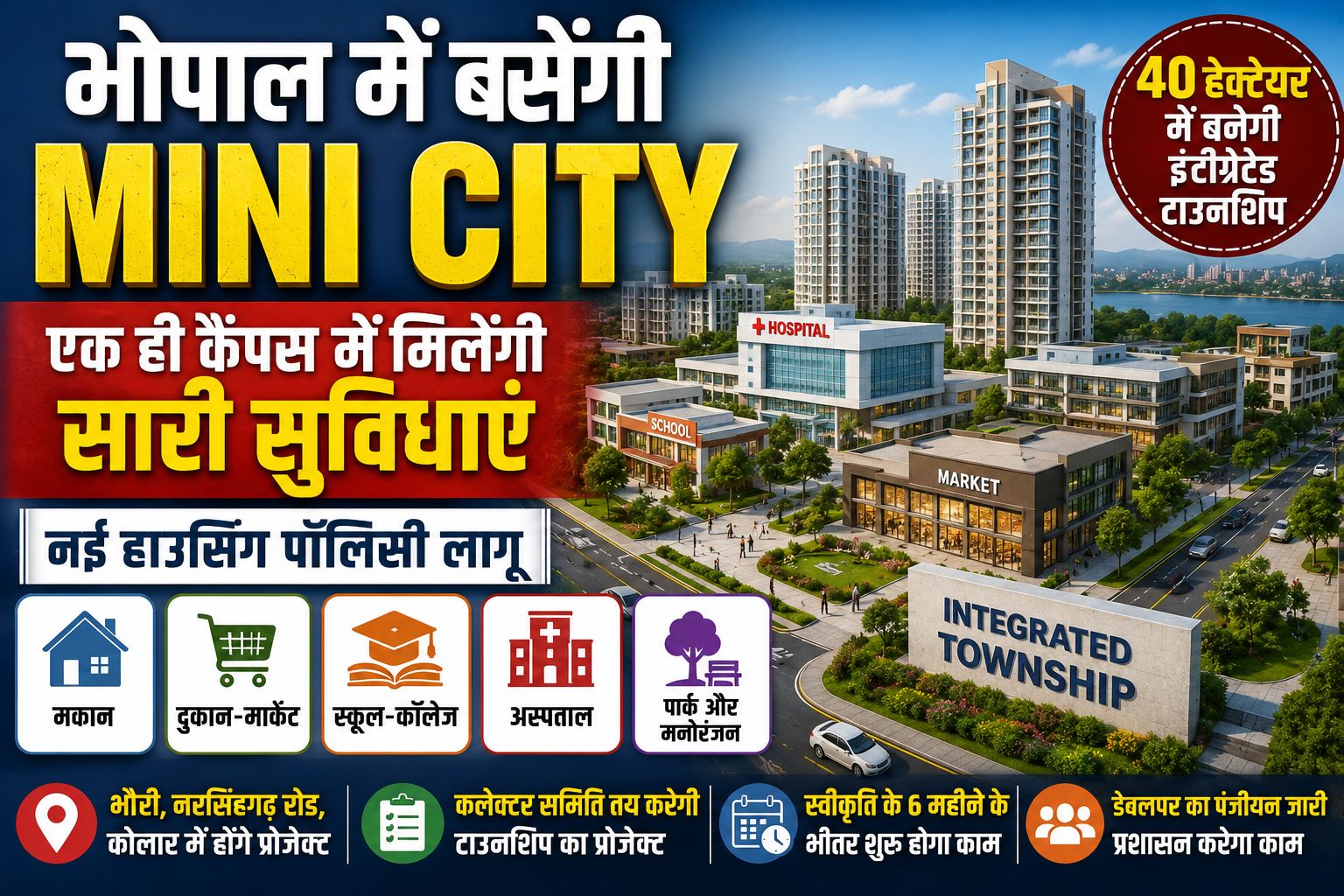भोपाल इंटीग्रेटेड टाउनशिप: राजधानी में बसेंगी मिनी सिटी, एक ही कैंपस में मिलेंगे घर, स्कूल, अस्पताल और मार्केट की सुविधाएं