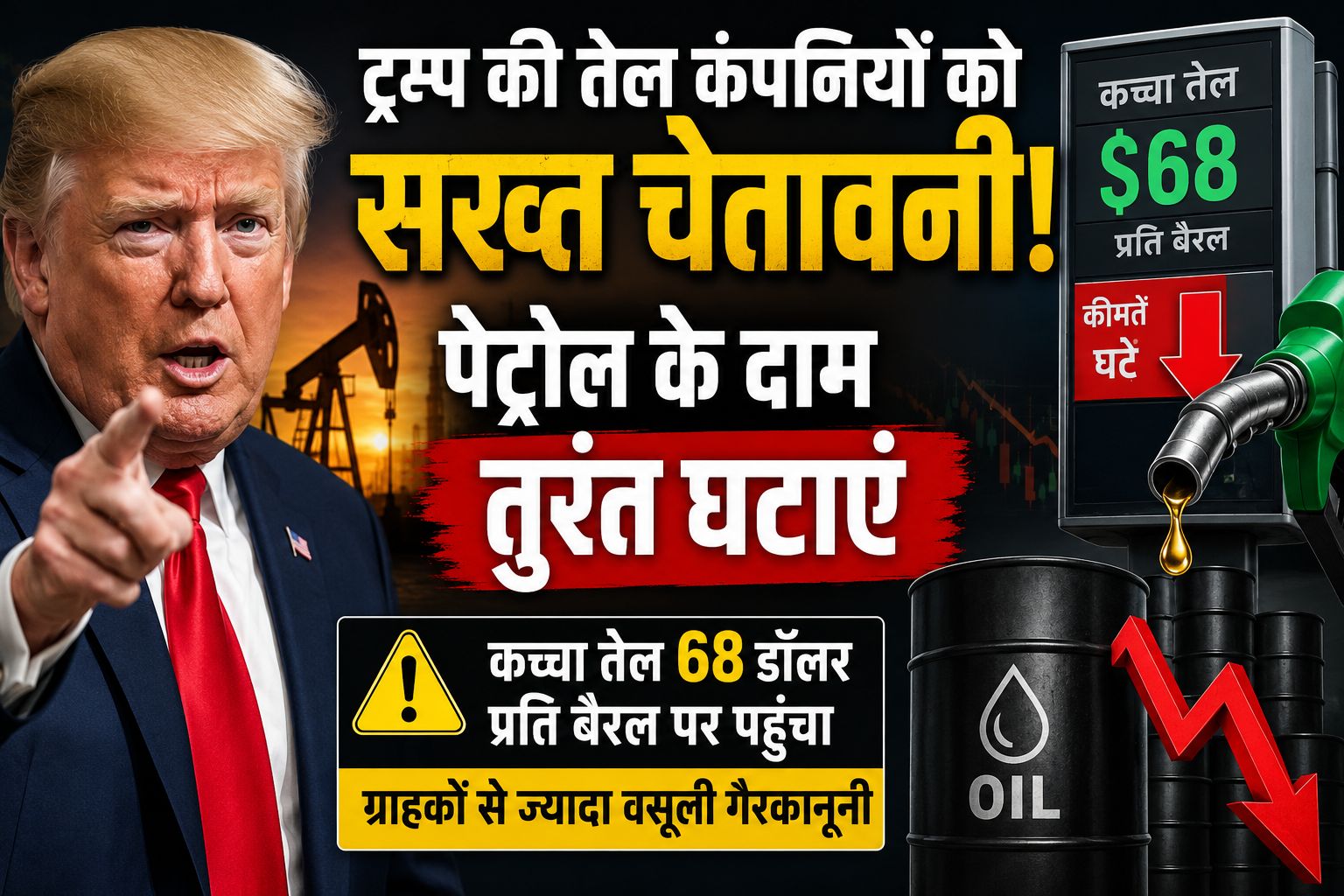 कच्चा तेल सस्ता, फिर भी महंगा पेट्रोल क्यों? ट्रम्प ने तेल कंपनियों को दी बड़ी चेतावनी