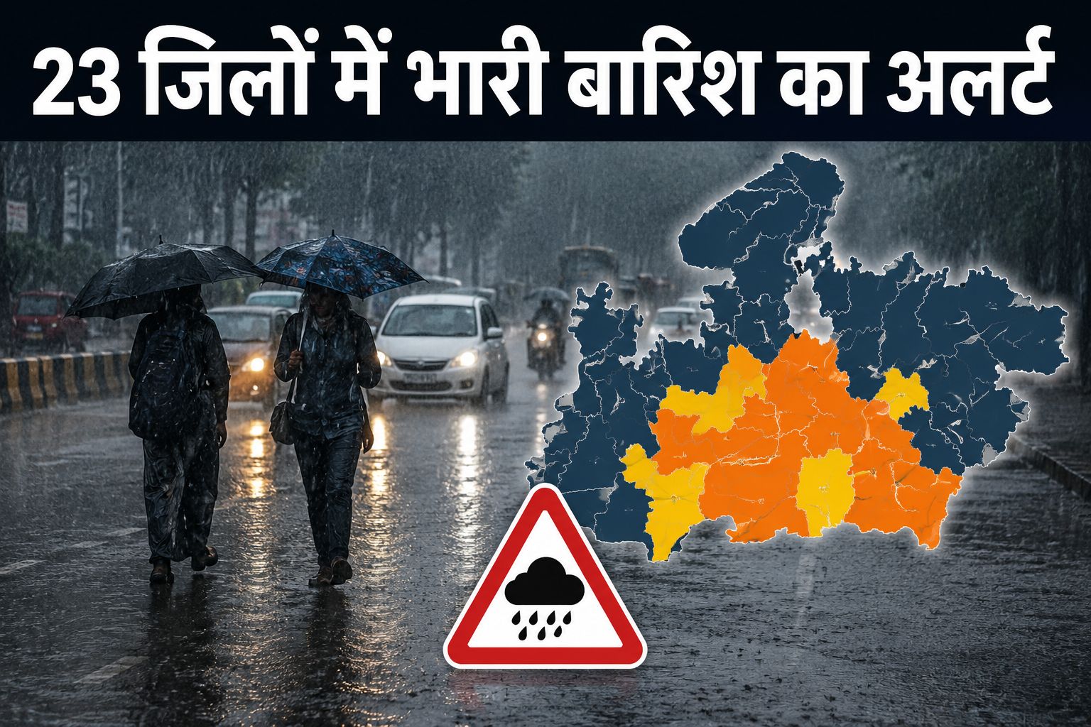 MP Weather Alert: 23 जिलों में भारी से अति भारी बारिश की चेतावनी, 9 जिलों के लिए ऑरेंज अलर्ट जारी