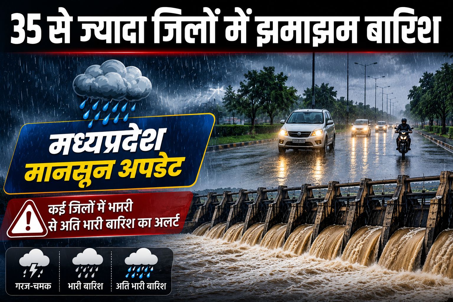 MP Monsoon Update: 35 से ज्यादा जिलों में झमाझम बारिश, कई इलाकों में जनजीवन प्रभावित, कई जिलों के लिए ऑरेंज अलर्ट जारी