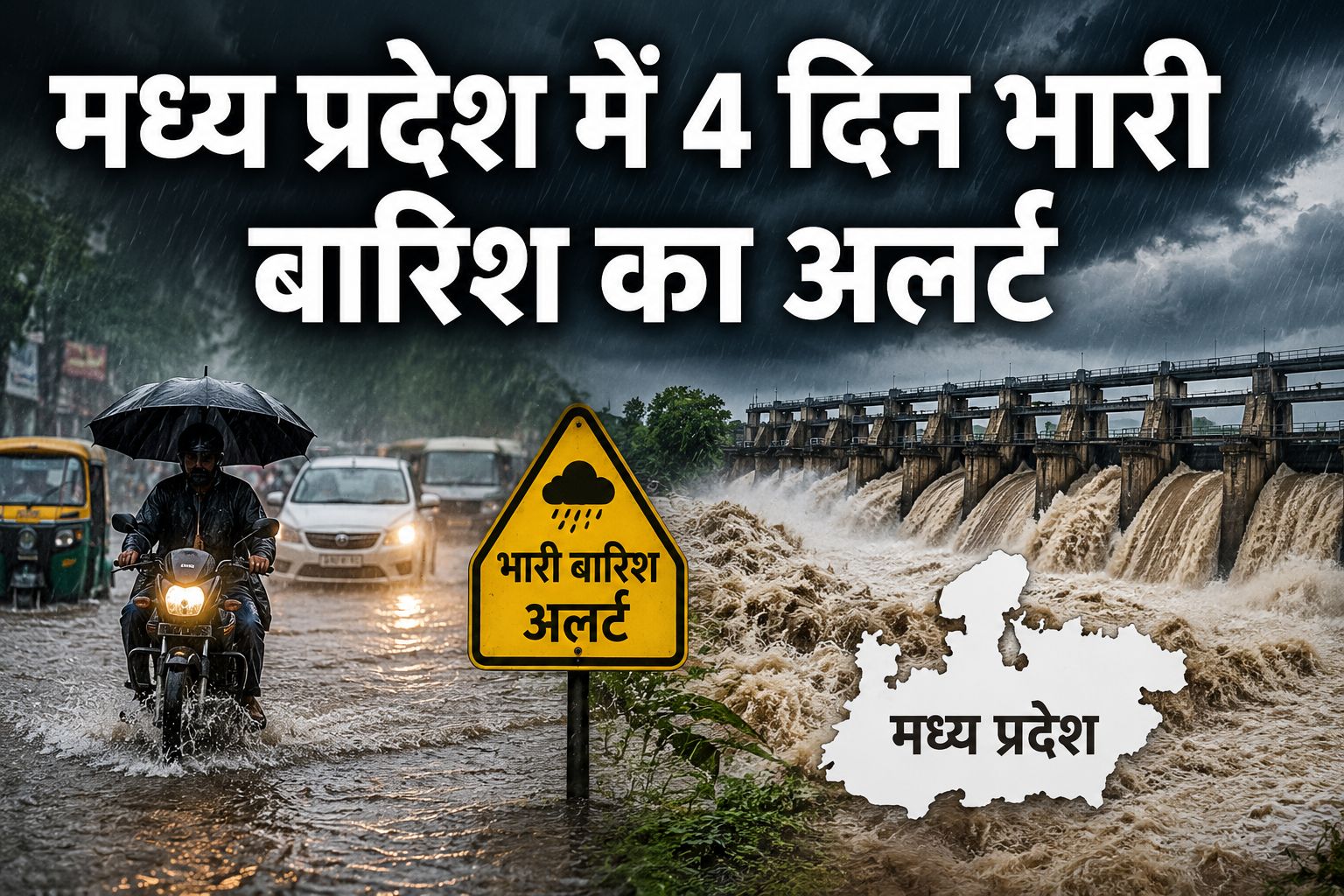 मध्य प्रदेश में चार दिन भारी बारिश का अलर्ट, कई जिलों में बाढ़ जैसे हालात; 24 घंटे में 8 इंच तक वर्षा की चेतावनी