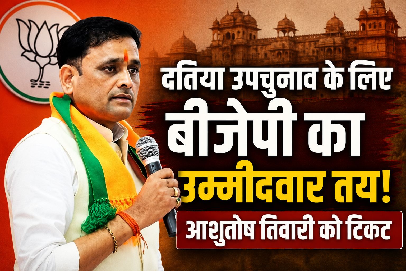 दतिया उपचुनाव: बीजेपी ने आशुतोष तिवारी को बनाया उम्मीदवार, नरोत्तम मिश्रा की उम्मीदों को लगा बड़ा झटका
