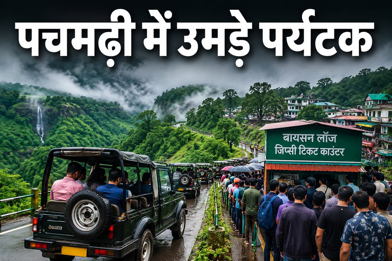पचमढ़ी में पर्यटकों की जबरदस्त भीड़, 100 से अधिक होटल हाउसफुल, जिप्सी टिकट के लिए सुबह से लंबी कतारें