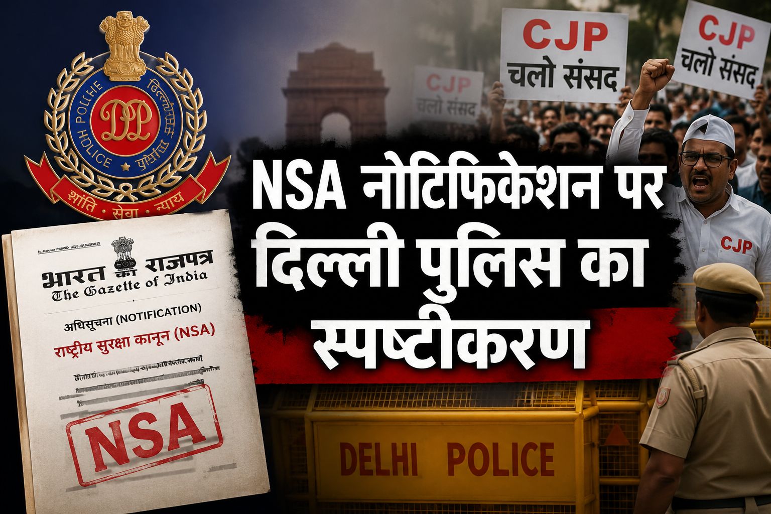 CJP प्रदर्शन के बीच वायरल NSA नोटिफिकेशन पर दिल्ली पुलिस का स्पष्टीकरण, बताया- नियमित प्रशासनिक प्रक्रिया का हिस्सा है