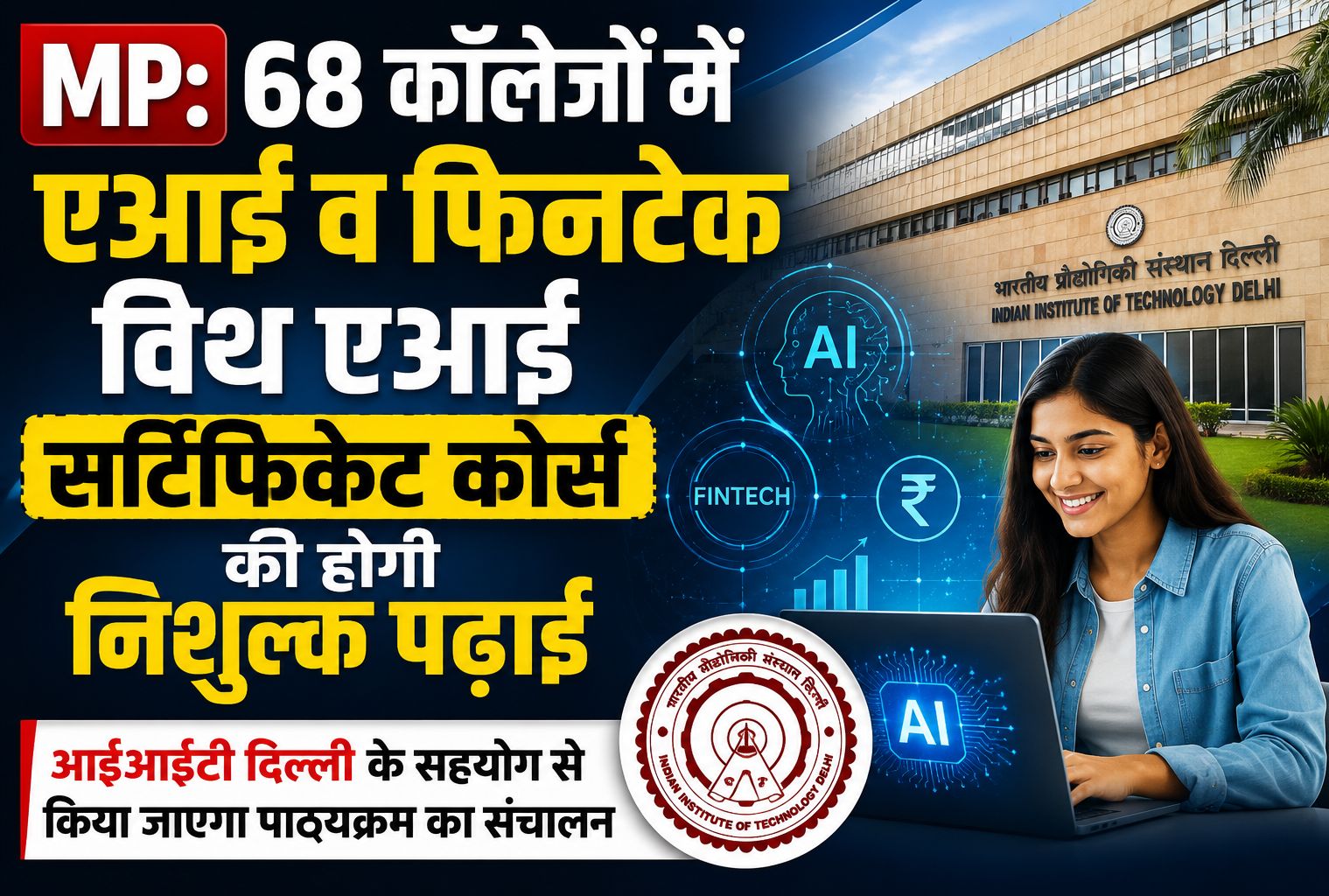 MP: 68 कॉलेजों में एआई व फिनटेक विथ एआई सर्टिफिकेट कोर्स की होगी निशुल्क पढ़ाई