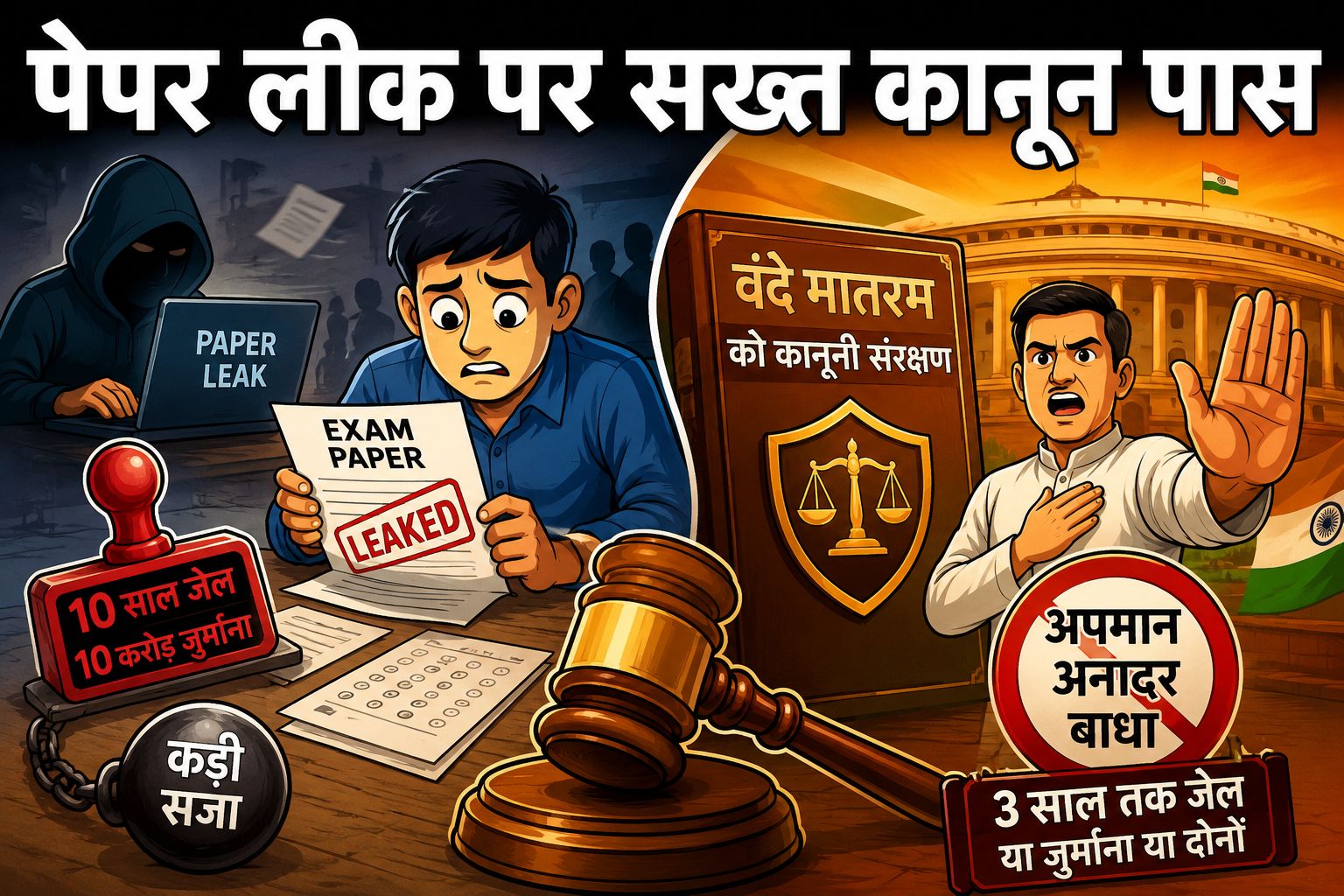 लोकसभा से पेपर लीक संशोधन विधेयक पास, अब 10 साल तक जेल; राज्यसभा ने वंदे मातरम को कानूनी संरक्षण देने वाला बिल भी मंजूर