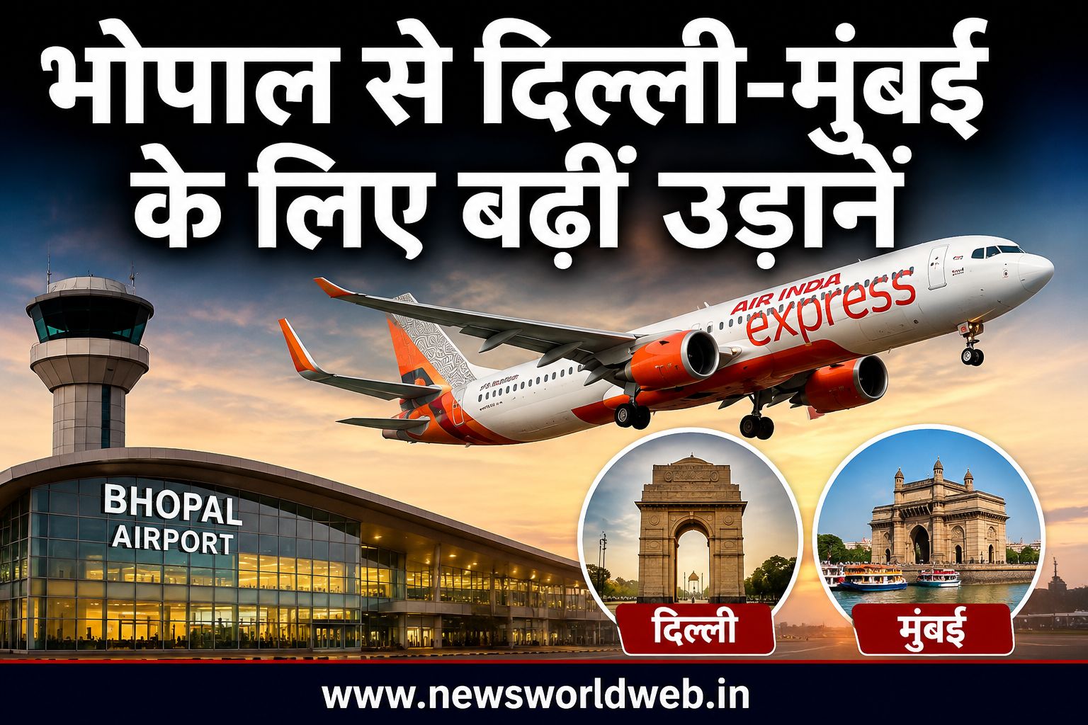 भोपाल से दिल्ली और मुंबई के लिए बढ़ीं उड़ानें, 1 अगस्त से एयर इंडिया एक्सप्रेस ने शुरू की नई हवाई सेवाएं
