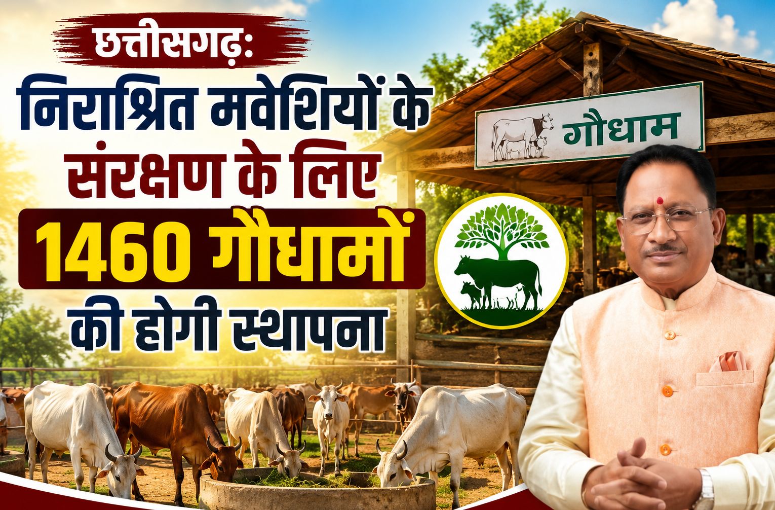 छत्तीसगढ़: निराश्रित मवेशियों के संरक्षण के लिए 1460 गौधामों की होगी स्थापना