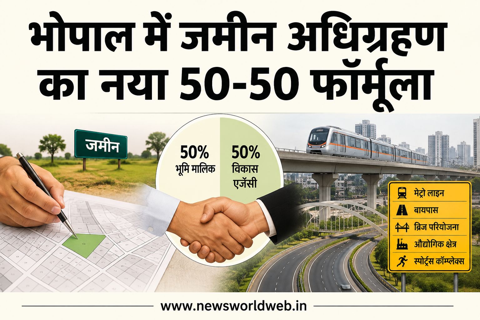 भोपाल में जमीन अधिग्रहण का नया फॉर्मूला, 50-50 लैंड पूलिंग से अटके प्रोजेक्ट्स को मिलेगी रफ्तार