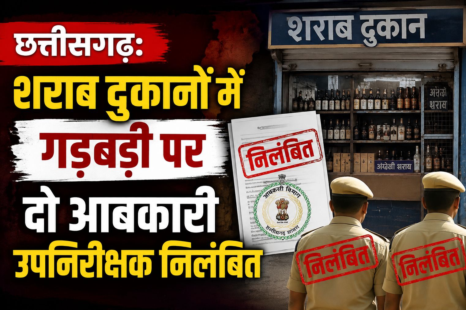 छत्तीसगढ़: शराब दुकानों में गड़बड़ी पर दो आबकारी उपनिरीक्षक निलंबित