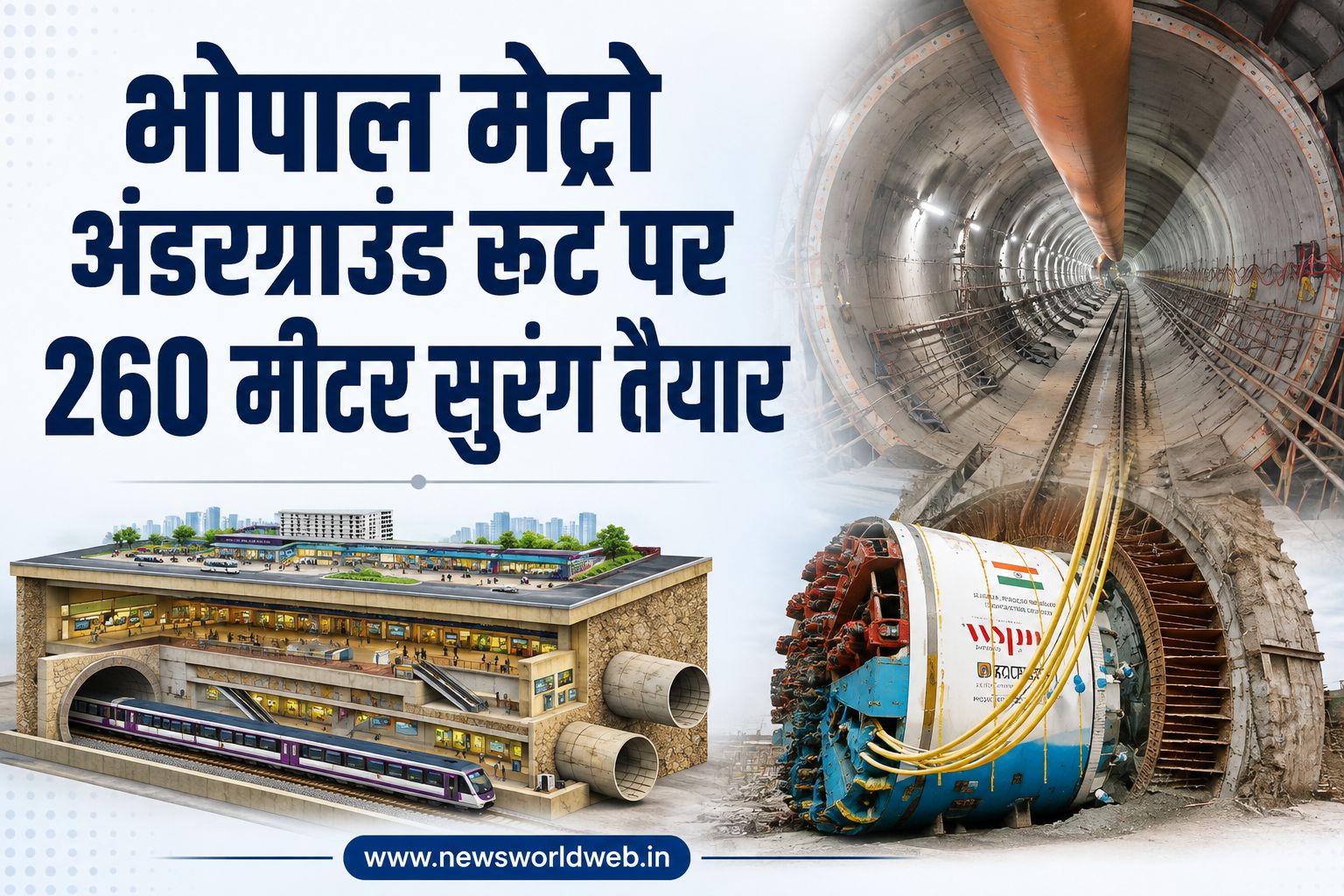 भोपाल में जमीन के 60 फीट नीचे बन रही मेट्रो सुरंग, दो TBM ने तैयार किया 260 मीटर लंबा रास्ता