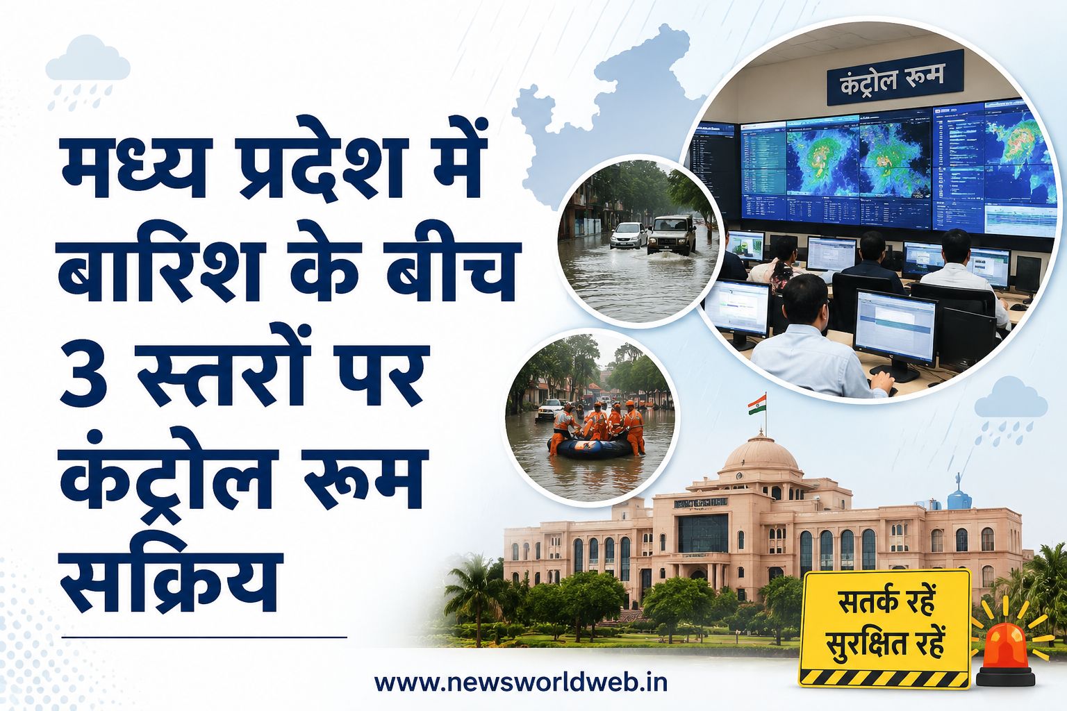 मध्य प्रदेश में भारी बारिश के बीच 3 स्तरों पर कंट्रोल रूम सक्रिय, बाढ़-जलभराव से निपटने के लिए प्रशासन अलर्ट