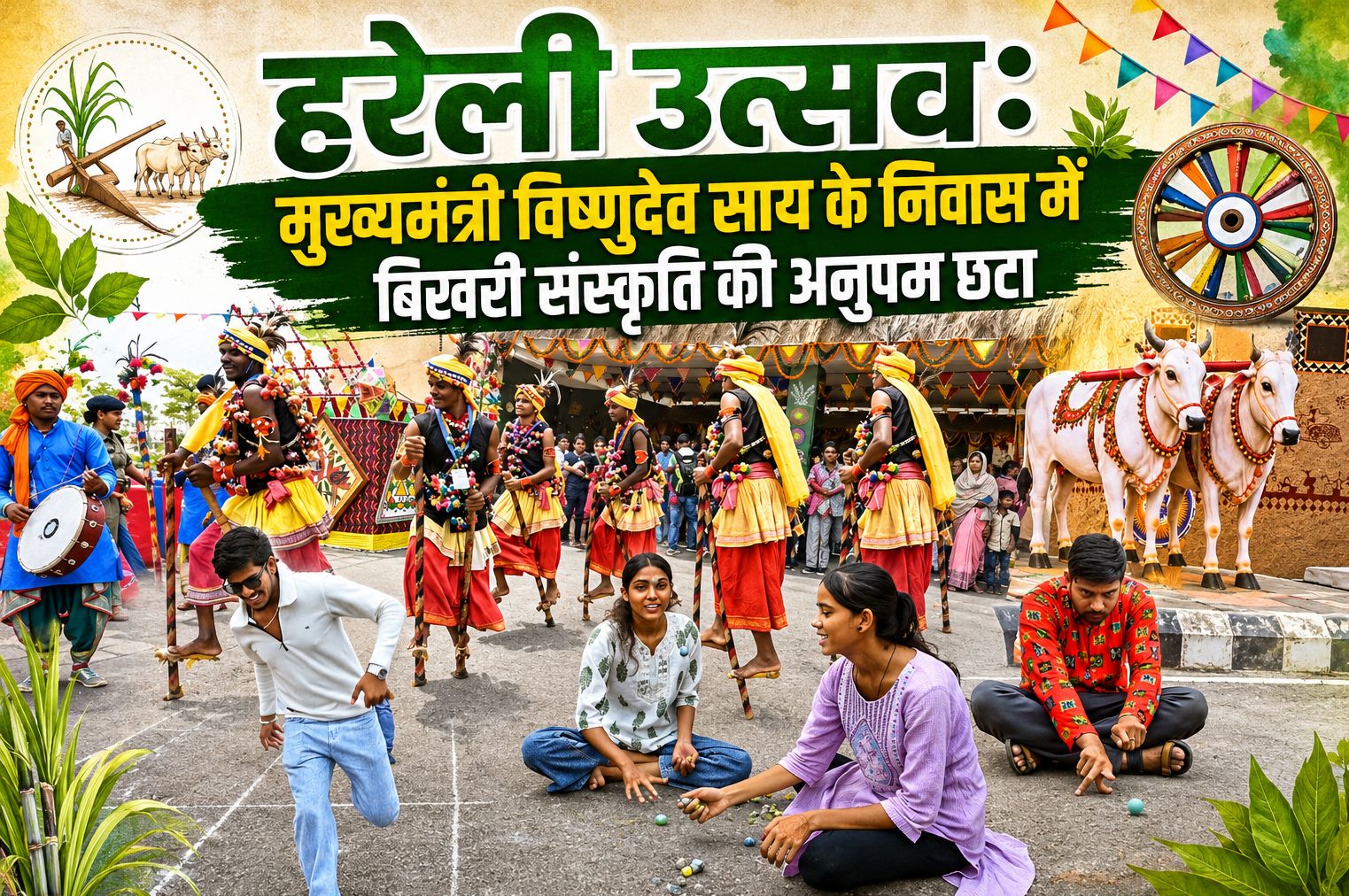 हरेली उत्सव: मुख्यमंत्री विष्णुदेव साय के निवास में बिखरी संस्कृति की अनुपम छटा