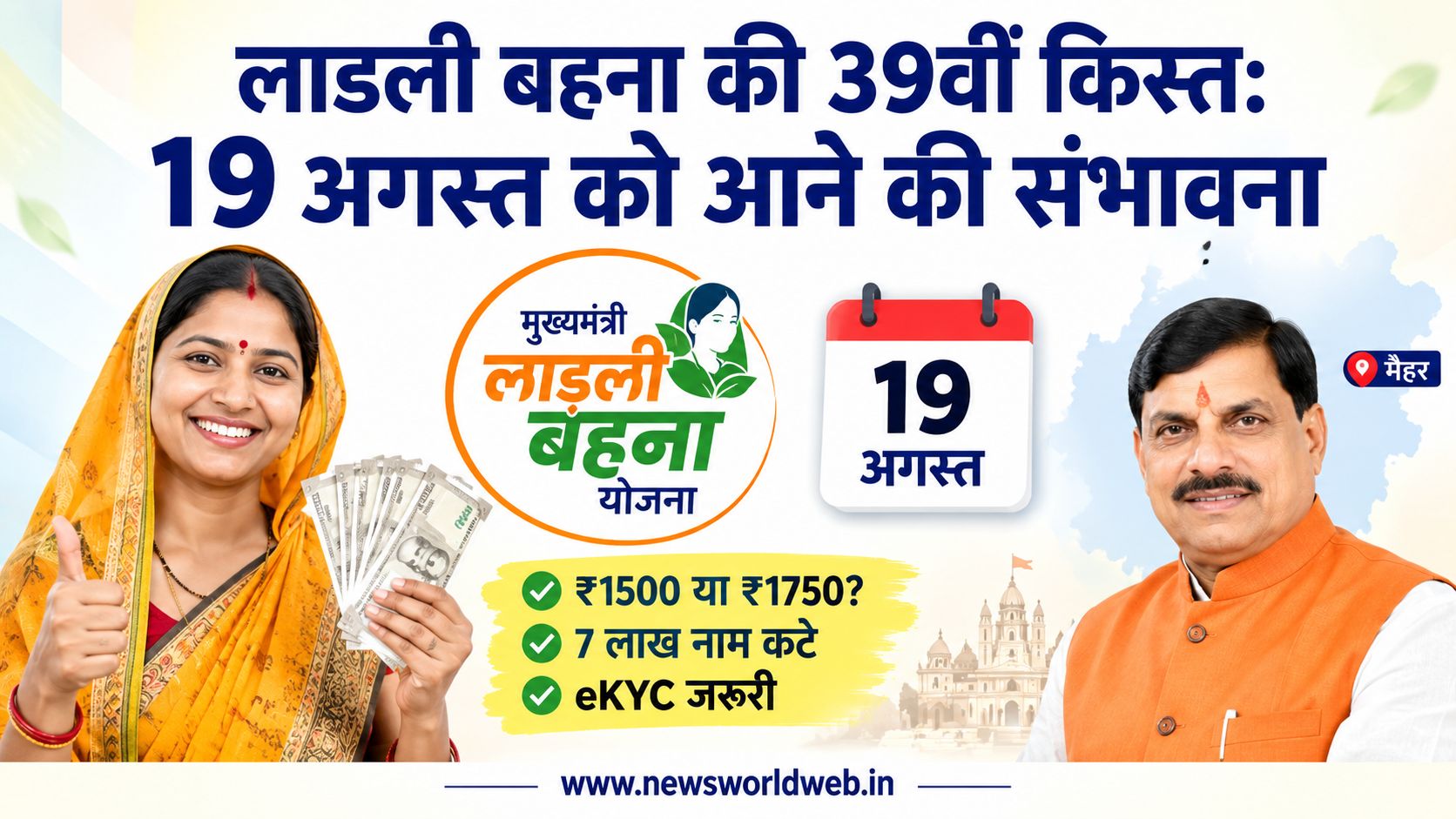 लाडली बहना की 39वीं किस्त: ₹1500 मिलेंगे या ₹1750? 39वीं किस्त से पहले 7 लाख नाम कटने की खबर, पोर्टल पर ऐसे जांचें अपना रिकॉर्ड