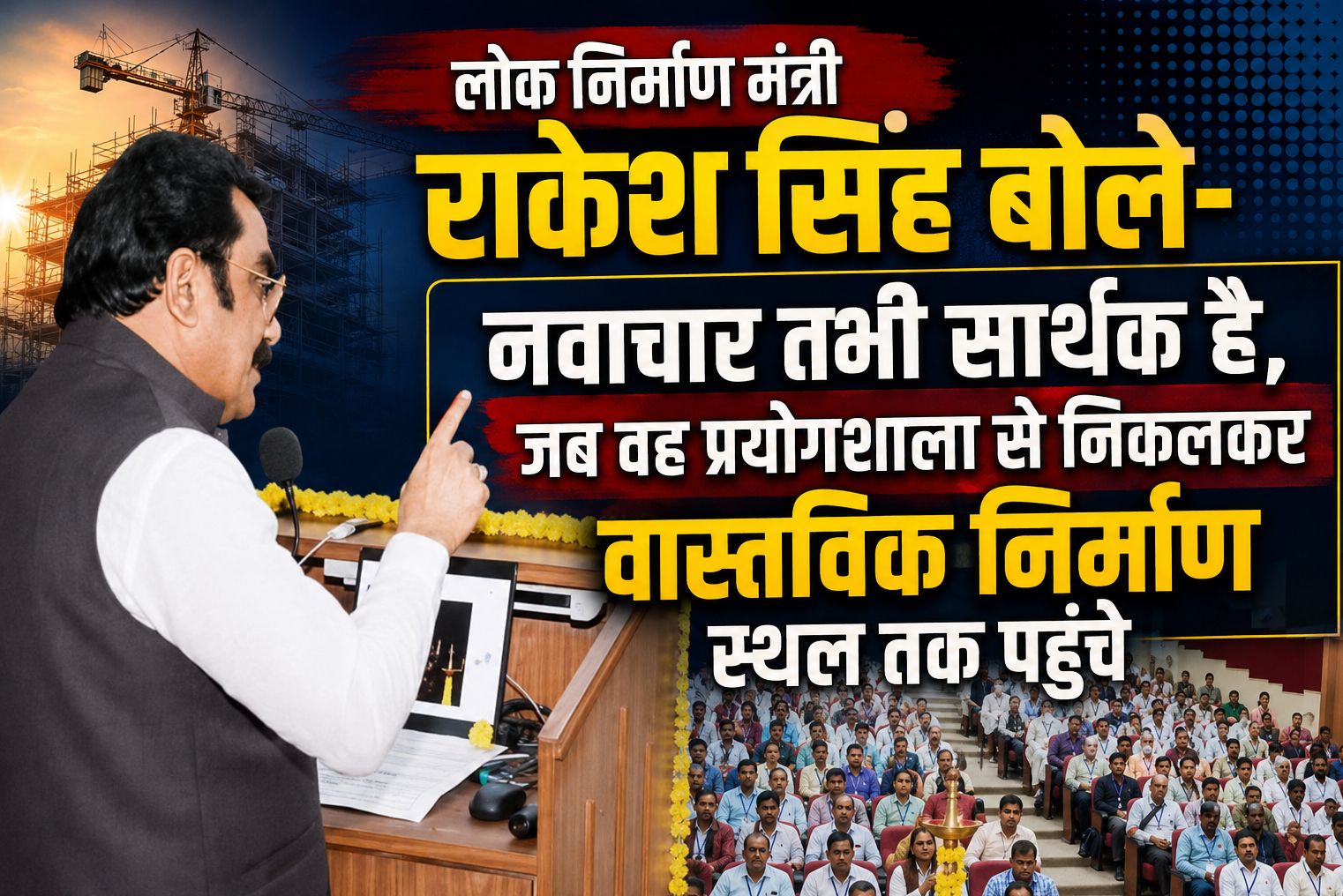 लोक निर्माण मंत्री राकेश सिंह बोले- नवाचार तभी सार्थक है, जब वह प्रयोगशाला से निकलकर वास्तविक निर्माण स्थल तक पहुंचे