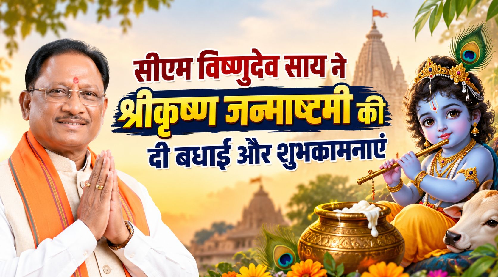 सीएम विष्णुदेव साय ने श्रीकृष्ण जन्माष्टमी की दी बधाई और शुभकामनाएं