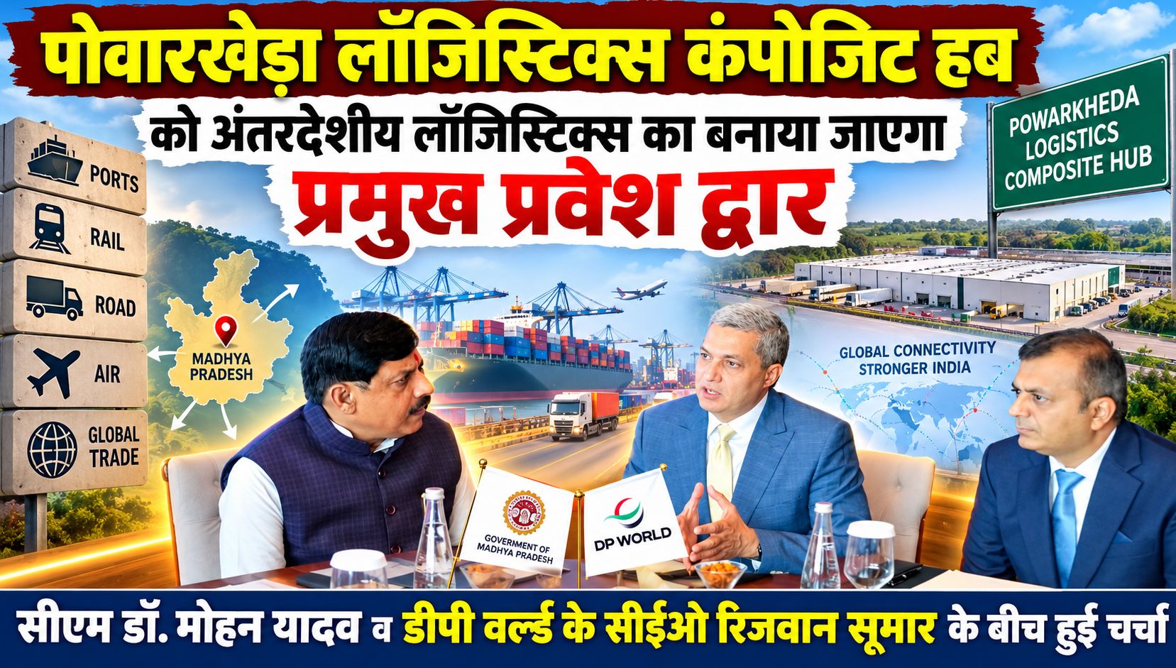 पोवारखेड़ा लॉजिस्टिक्स कंपोजिट हब को अंतरदेशीय लॉजिस्टिक्स का बनाया जाएगा प्रमुख प्रवेश द्वार, सीएम डॉ. मोहन यादव व डीपी वर्ल्ड के सीईओ के बीच हुई चर्चा
