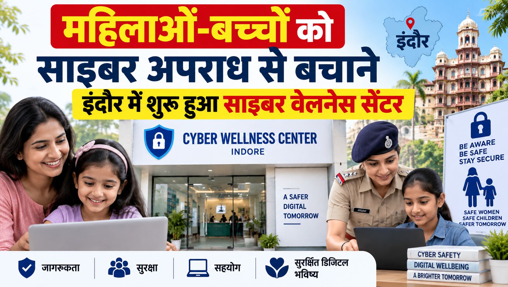महिलाओं-बच्चों को साइबर अपराध से बचाने इंदौर में शुरू हुआ साइबर वेलनेस सेंटर
