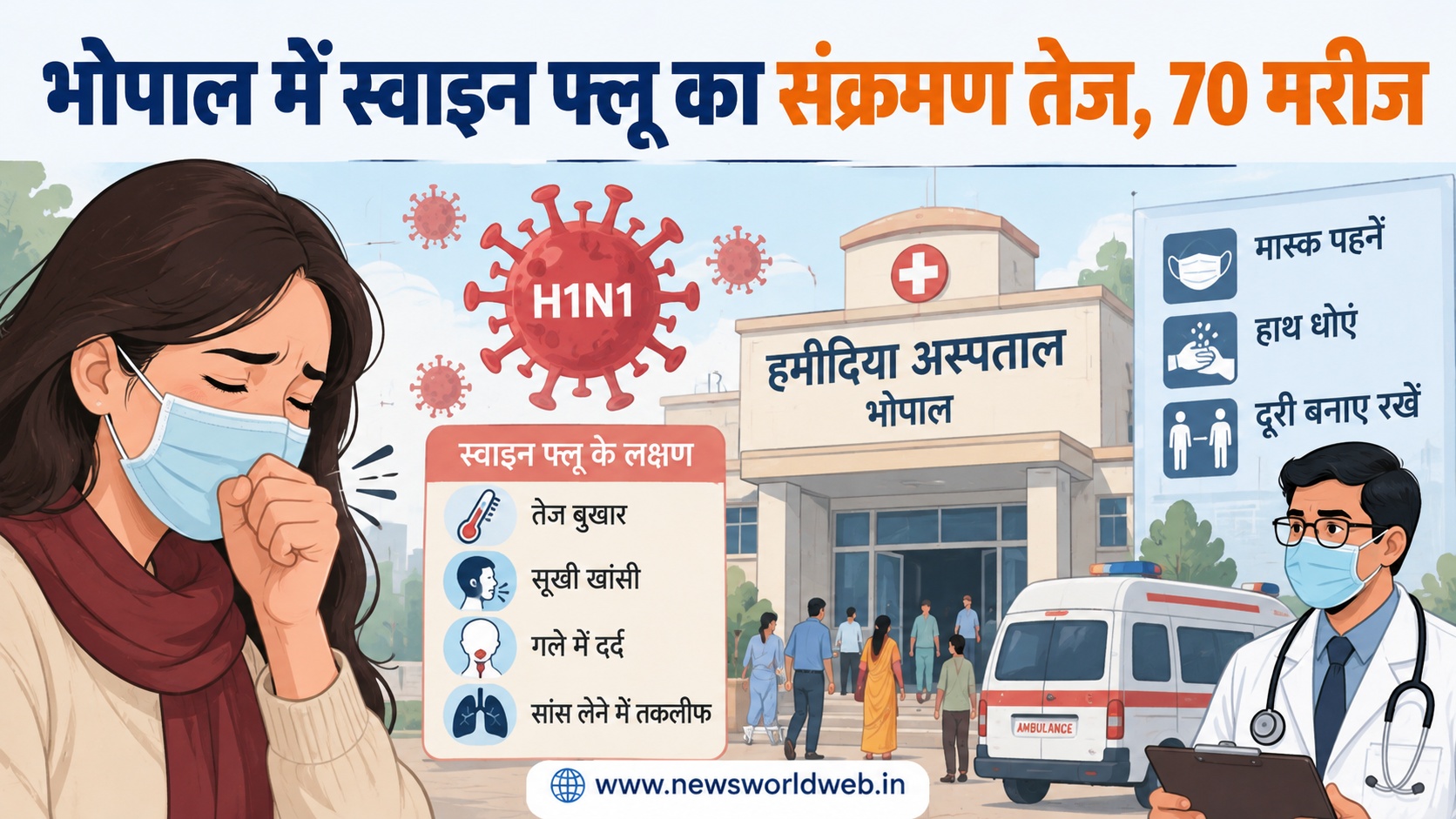 भोपाल में स्वाइन फ्लू का बढ़ता संक्रमण, मरीजों की संख्या 70 पहुंची; सितंबर में 48 नए केस