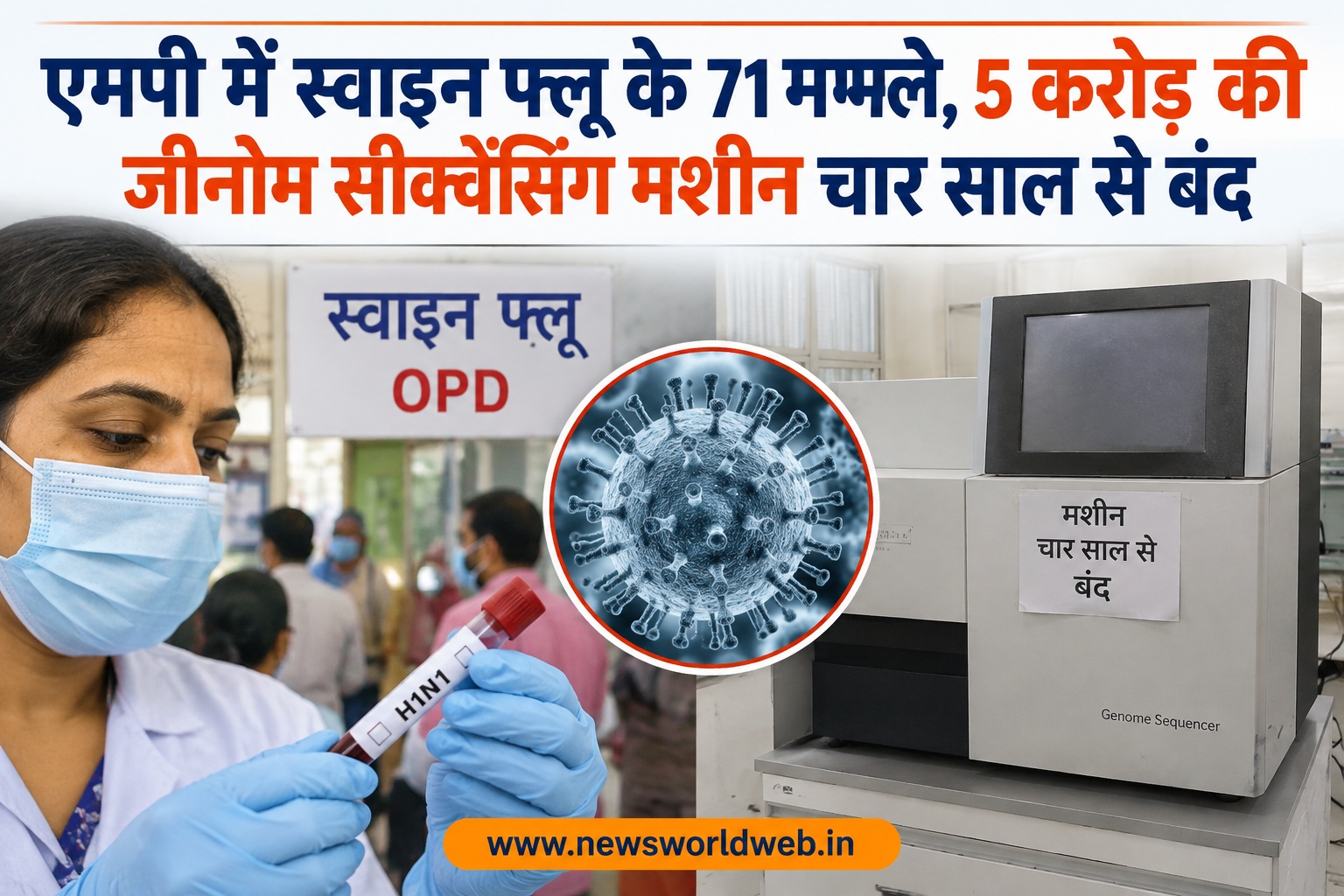 MP में स्वाइन फ्लू के 71 मामले, 5 करोड़ की मशीन अब तक शुरू नहीं, नए स्ट्रेन की जांच के लिए सैंपल बाहर भेजने पड़ रहे
