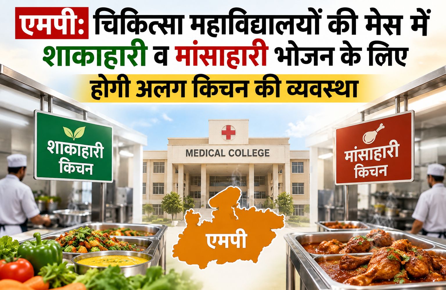 चिकित्सा महाविद्यालयों की मेस में शाकाहारी व मांसाहारी भोजन के लिए होगी अलग किचन की व्यवस्था
