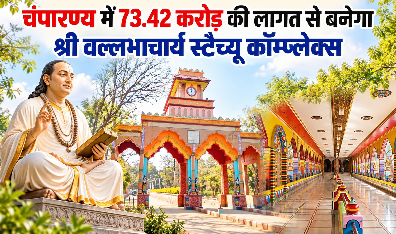 चंपारण्य में 73.42 करोड़ की लागत से बनेगा श्री वल्लभाचार्य स्टैच्यू कॉम्प्लेक्स, केंद्र सरकार की मंजूरी