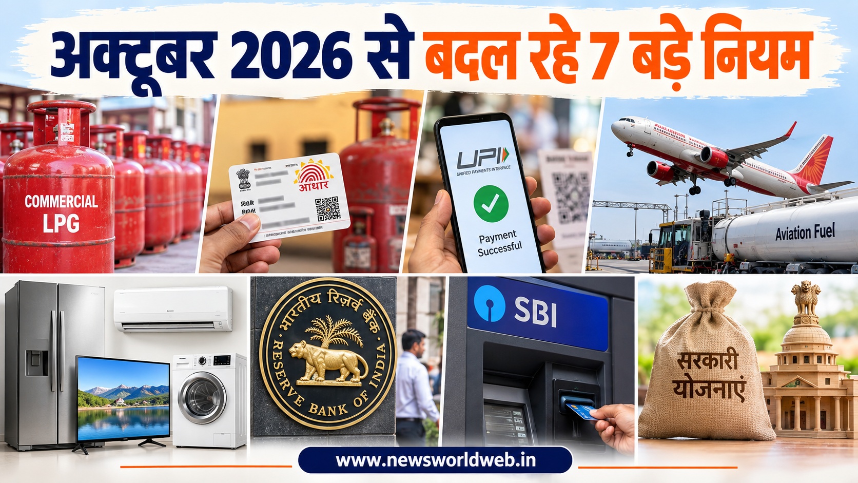 अक्टूबर 2026 के 7 बड़े बदलाव: LPG, UPI, SBI ATM और रेपो रेट पर नया नियम लागू