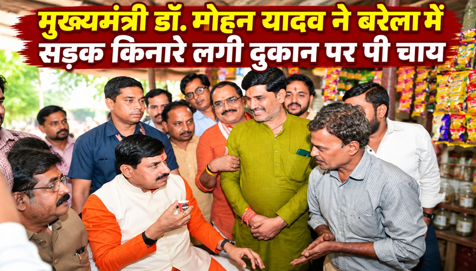 मुख्यमंत्री डॉ. मोहन यादव ने बरेला में सड़क किनारे लगी दुकान पर पी चाय