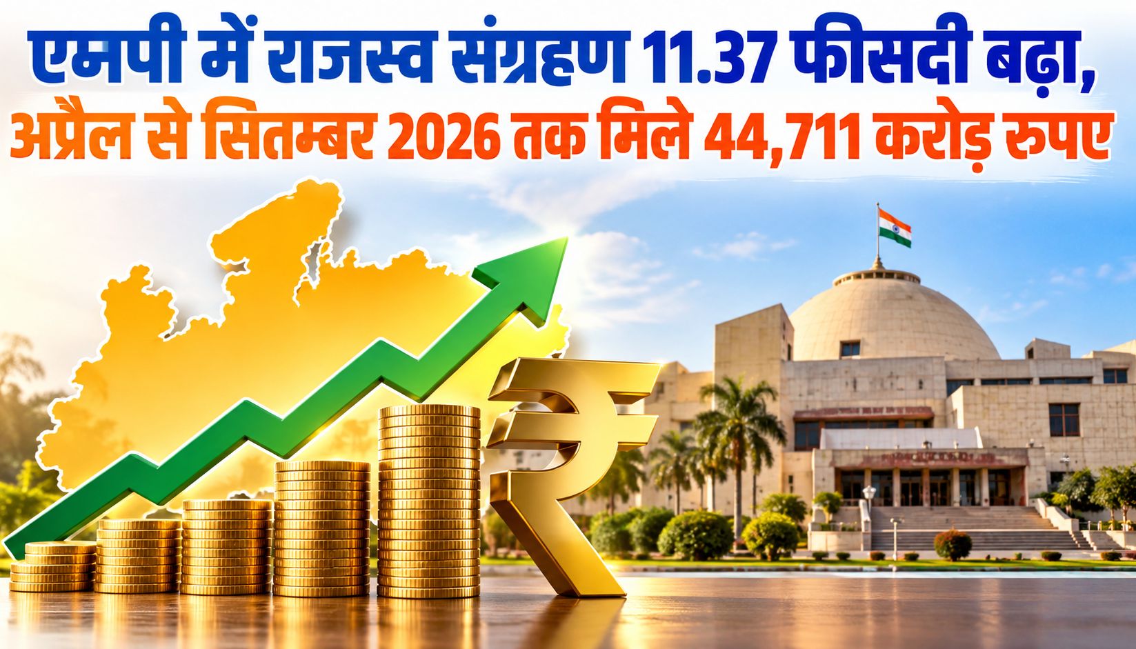 एमपी में राजस्व संग्रहण 11.37 फीसदी बढ़ा, अप्रैल से सितम्बर 2026 तक मिले 44,711 करोड़ रुपए