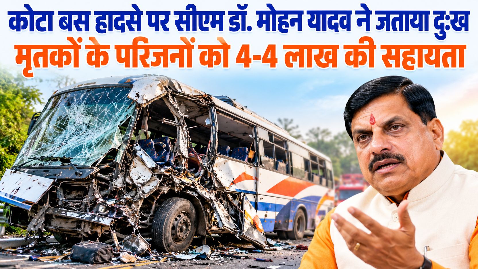 कोटा बस हादसे पर सीएम डॉ. मोहन यादव ने जताया दु:ख, मृतकों के परिजनों को 4-4 लाख की सहायता