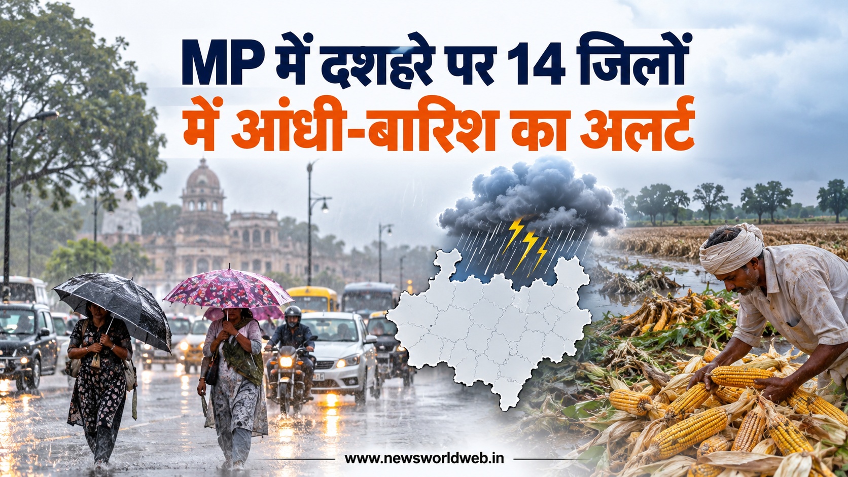MP Weather Alert: दशहरे पर मध्य प्रदेश के 14 जिलों में आंधी-बारिश का अलर्ट, 30 जिलों में बारिश की कमी