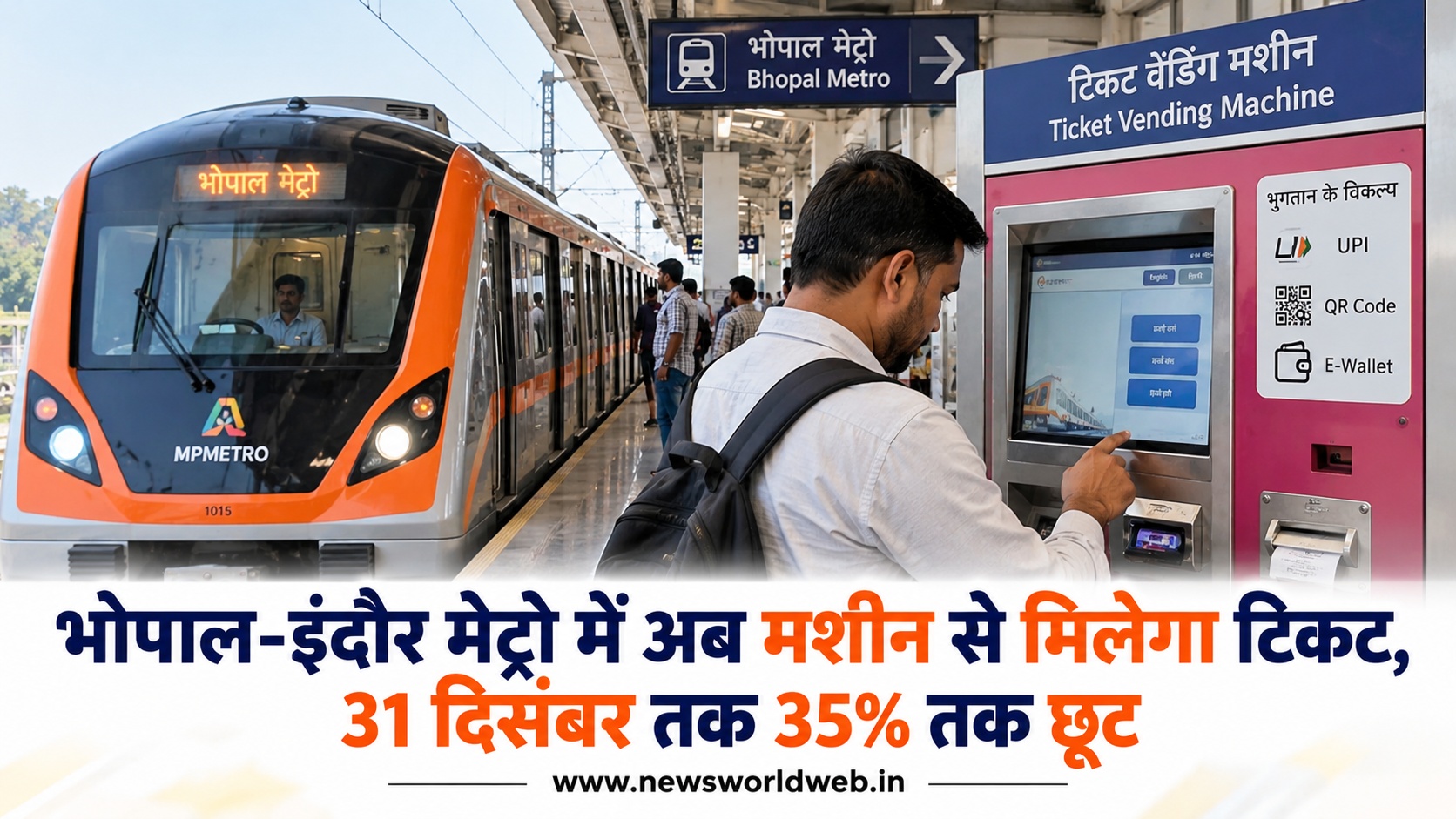 भोपाल-इंदौर मेट्रो में 30 अक्टूबर से मशीन से मिलेगा टिकट, UPI भुगतान की सुविधा और यात्रियों को 35 प्रतिशत तक छूट