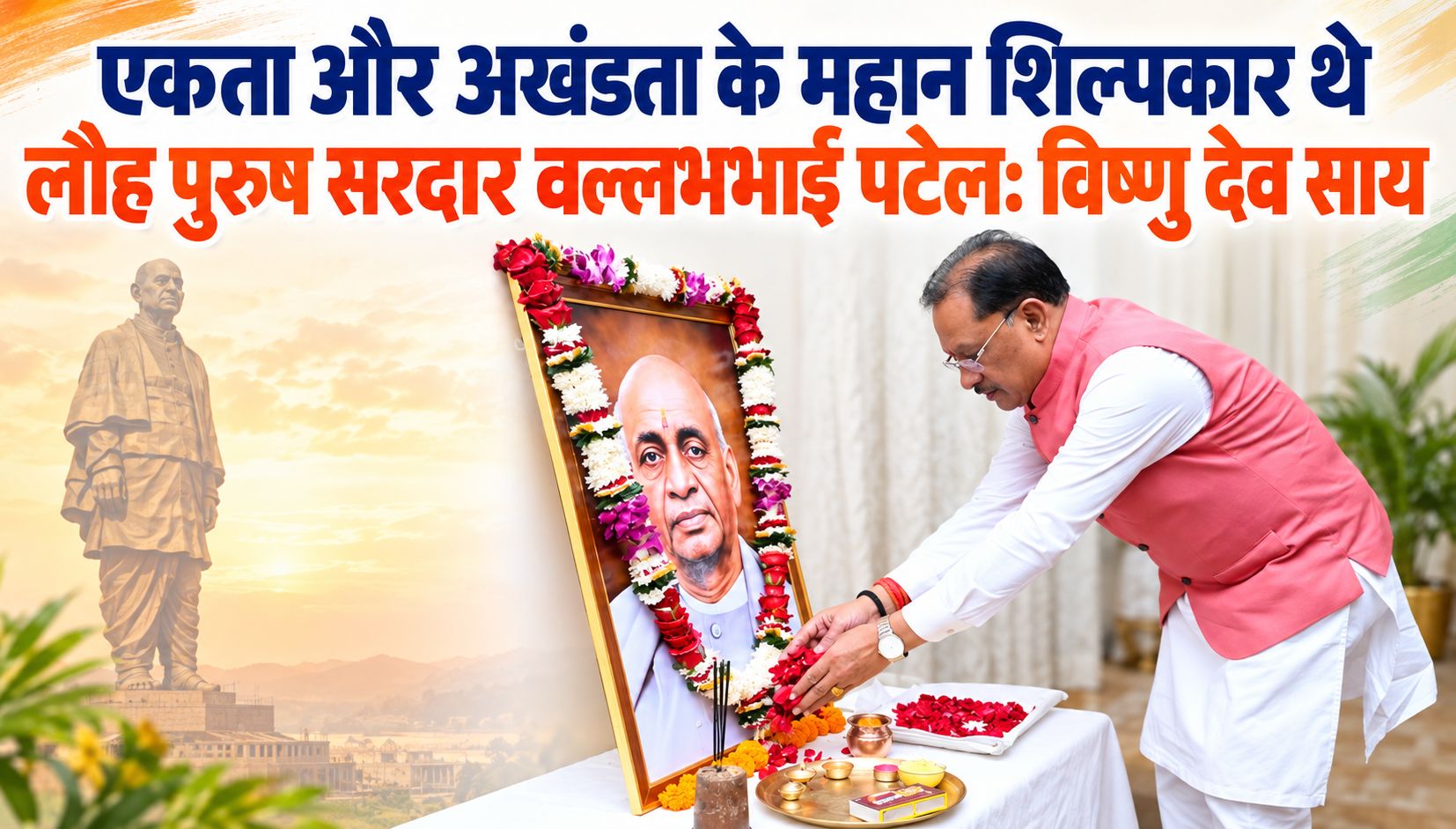 एकता और अखंडता के महान शिल्पकार थे लौह पुरुष सरदार वल्लभभाई पटेल: विष्णु देव साय