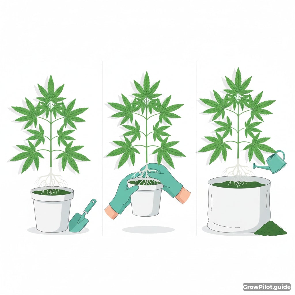 Repotting cannabis safely without stopping growth – GrowPilot.guide