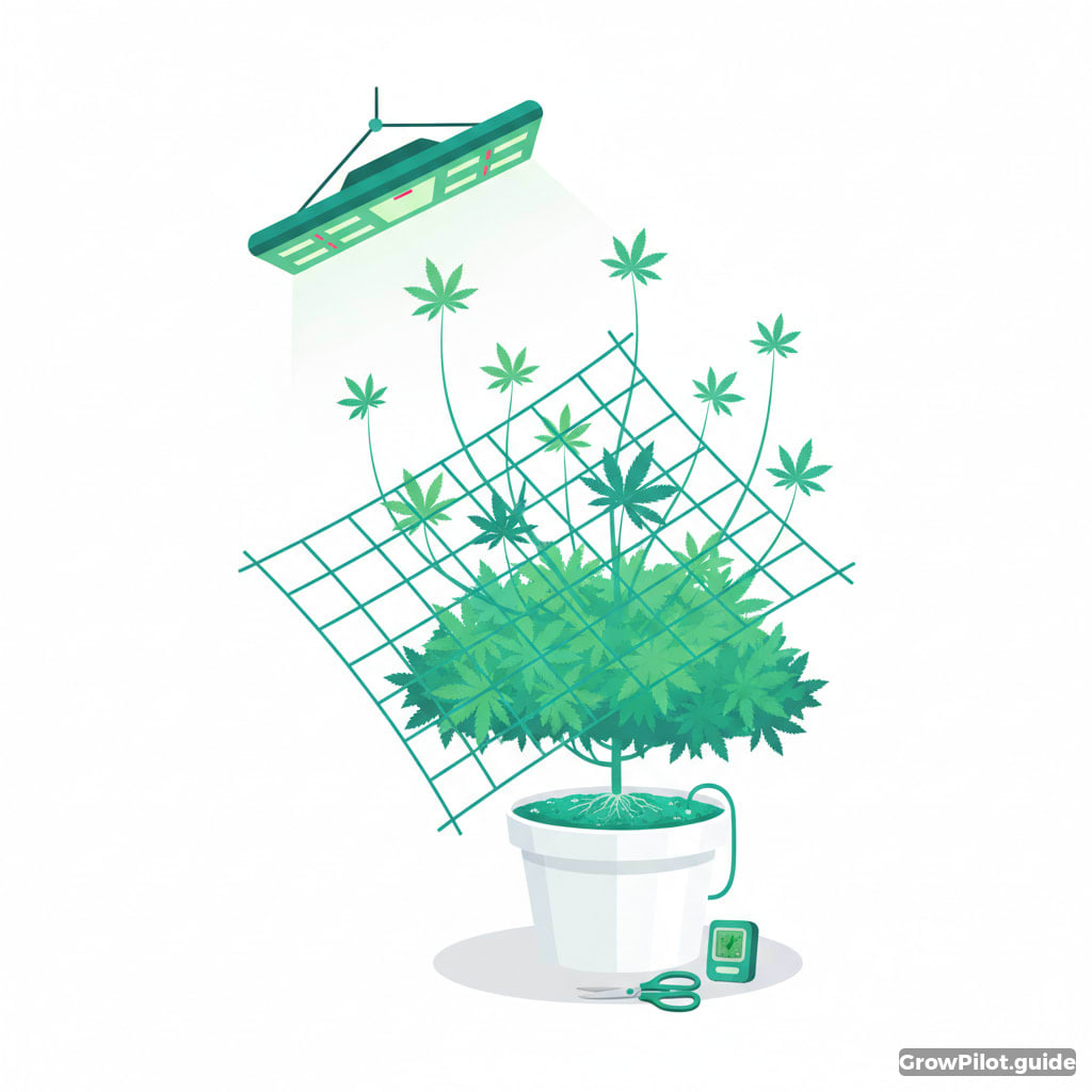 Leaning SCROG: A slanted net for uneven growth – GrowPilot.guide