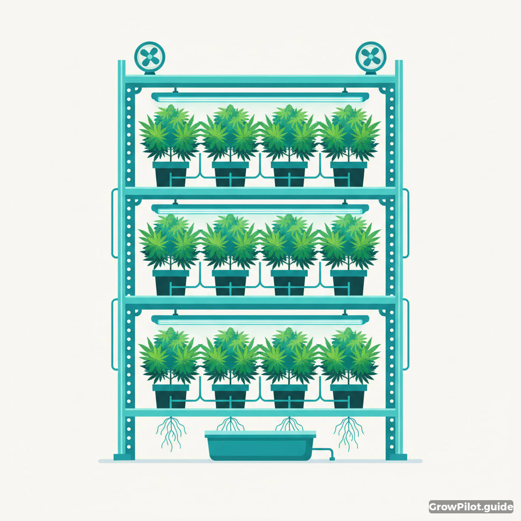 Vertikaler Cannabis-Anbau: Effiziente Raumnutzung – GrowPilot.guide