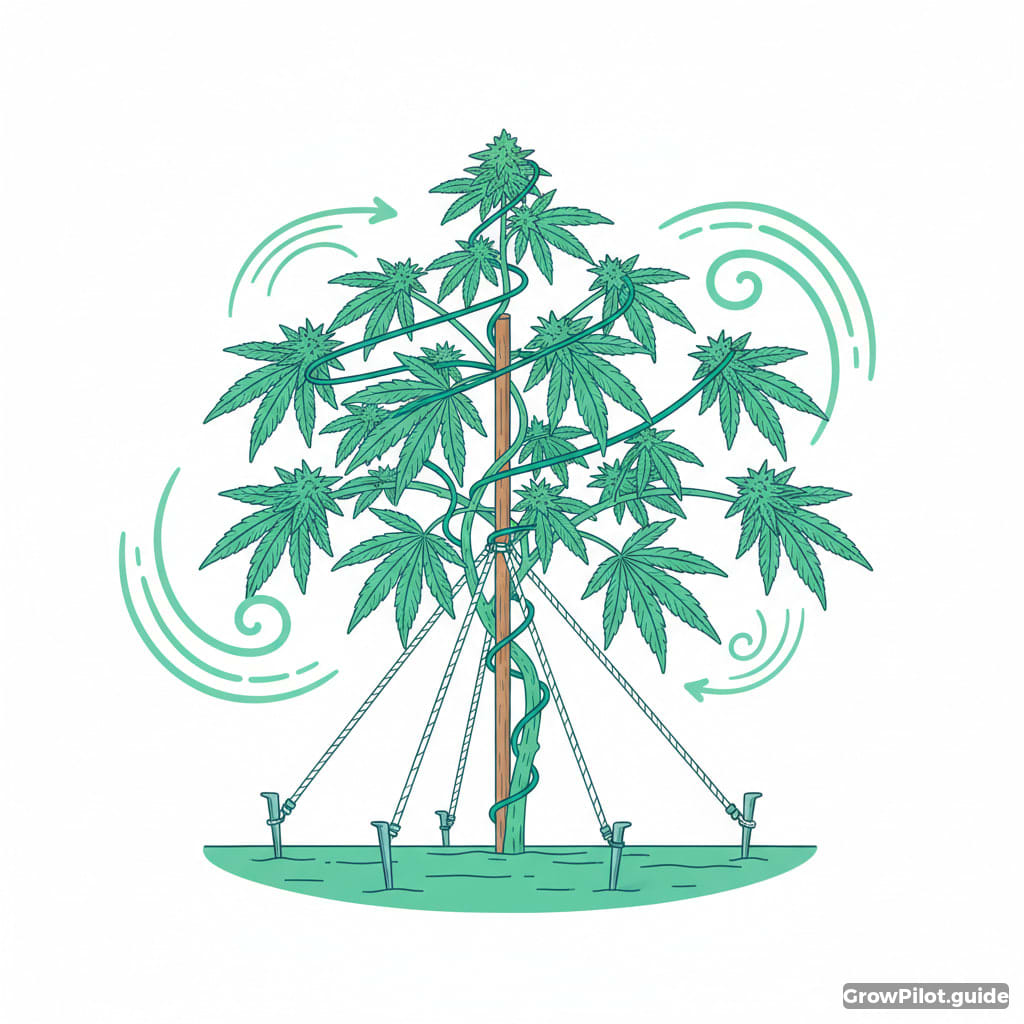 Outdoor spiral LST for wind-stable crowns – GrowPilot.guide