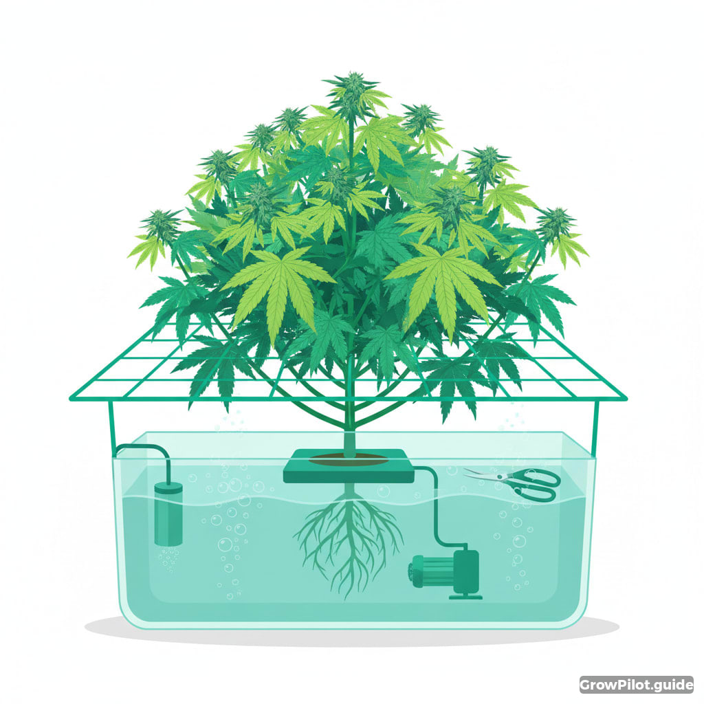 Hydroponik: Schwimmender DWC-SCROG für optimalen Ertrag – GrowPilot.guide