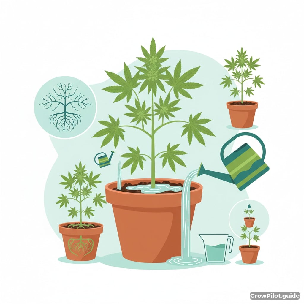Coordinate pot size and watering volume in soil – GrowPilot.guide