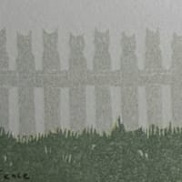Cat Fence mini print