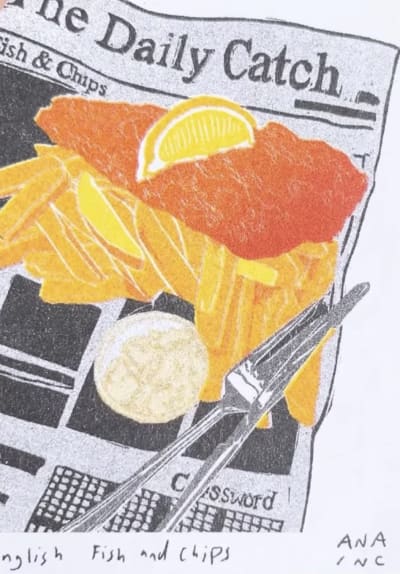 English Fish and Chips, a Ana Inciardi mini print