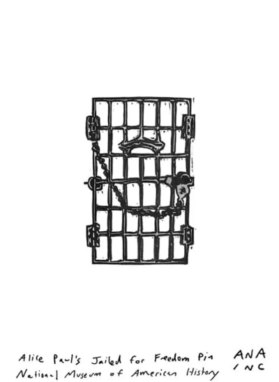 Alice Paul's "Jailed for Freedom" Pin, a Ana Inciardi mini print