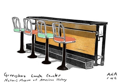 Greensboro Lunch Counter, a Ana Inciardi mini print