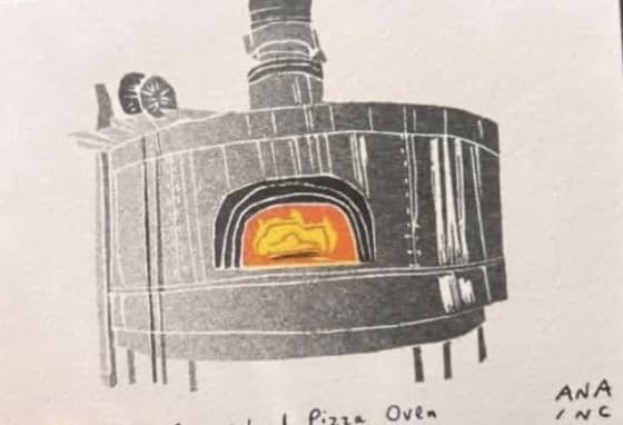 Maine Beer Co Wood Pizza Oven (Left), an Ana Inciardi mini print