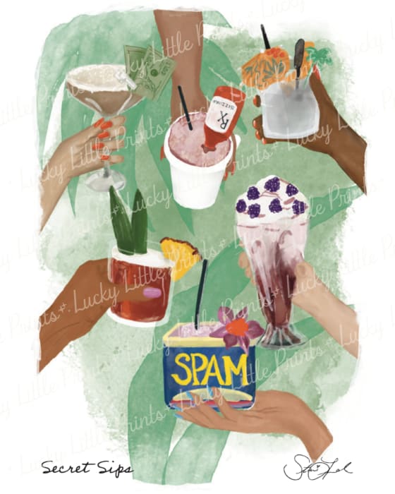 Secret Sips, a Lucky Little Prints mini print