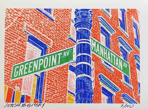 Brooklyn Street Sign, a Jen Scribbles mini print