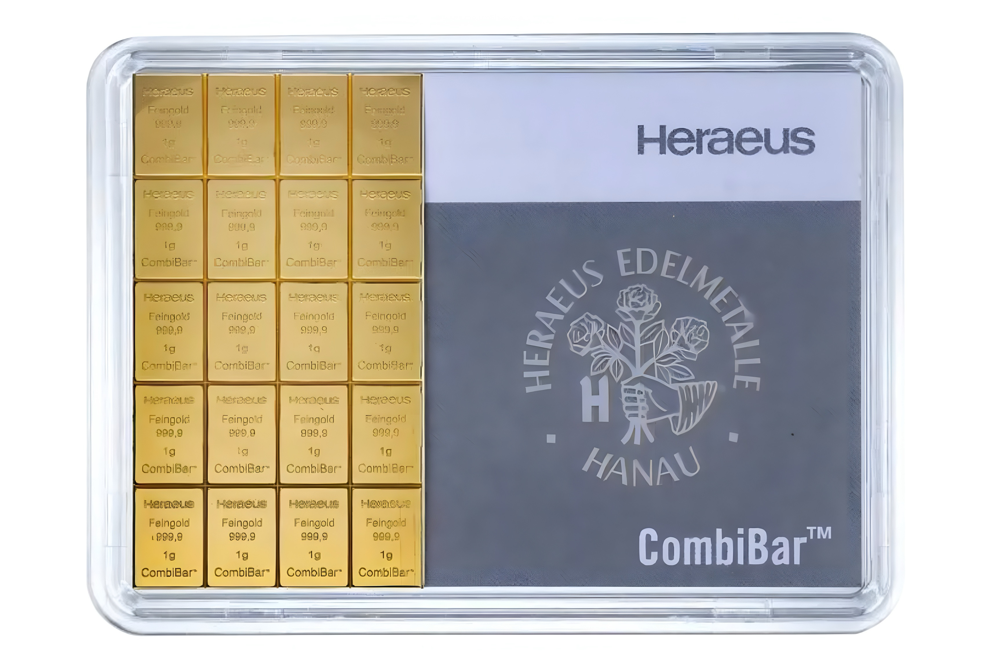 20 x 1g Gold Bar Heraeus CombiBar