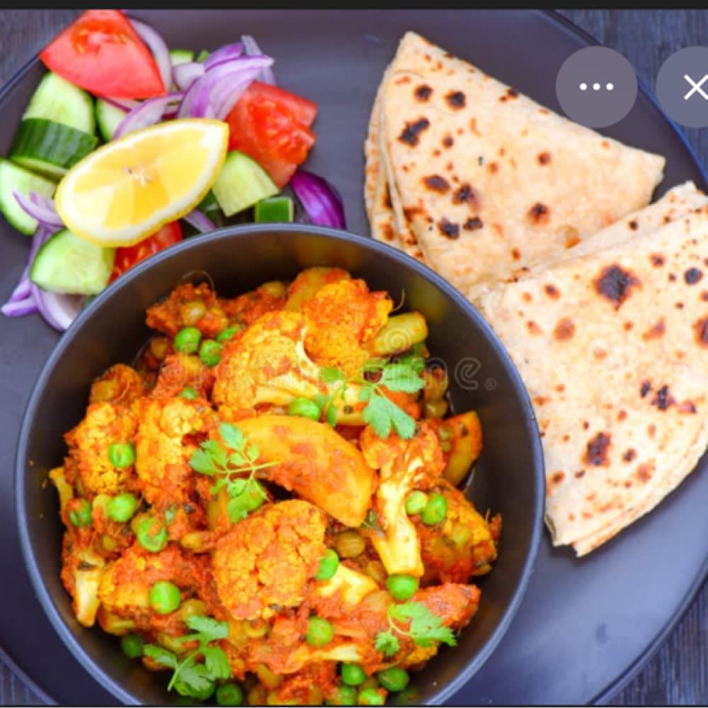 Aloo Gobi, Four Roti, Salad