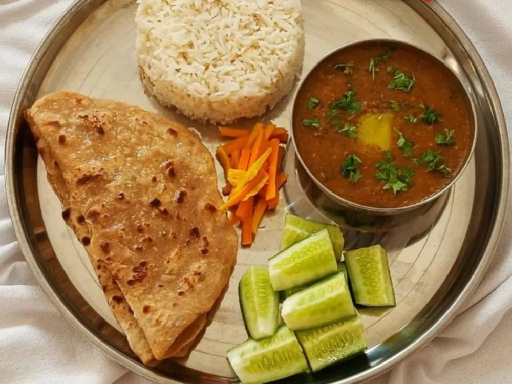 Dal Rice Four Roti Salad